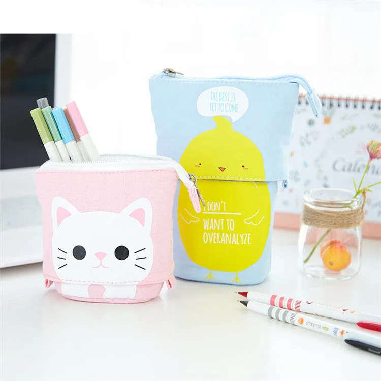 Держатель для карандашей с подставкой, телескопический пенал, милый мультяшный чехол для канцелярских принадлежностей, сумка, органайзер для ручек для студента, сотрудника