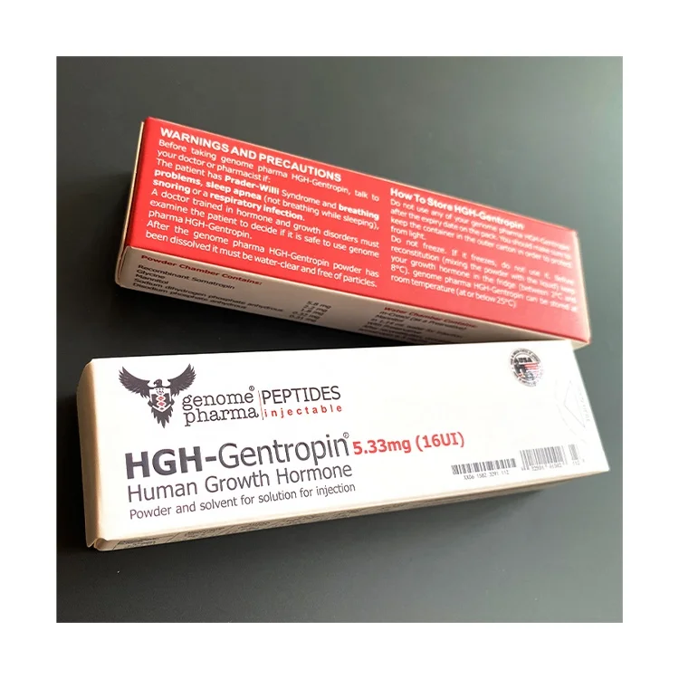 Box samples genome pharma peptides packing HGH-Gentropin hormone powder and solvent paper box