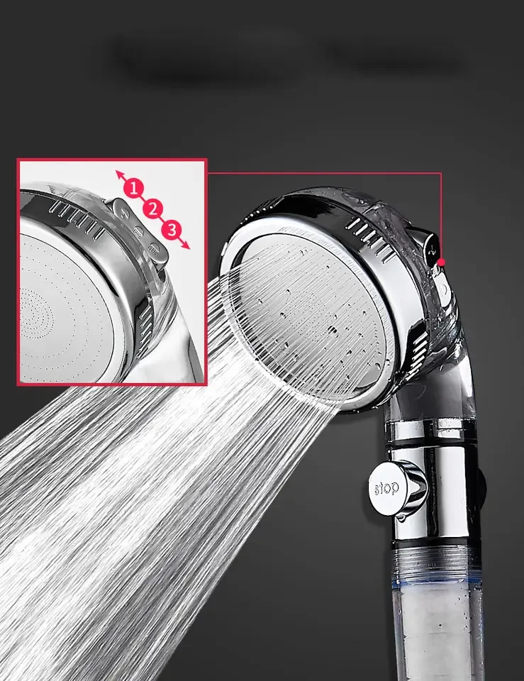 3 Function Spa Hand Held Shower Head Water Saving Filter Cartridge Vitamin C Big Shower Head Filter Calcium Sulfite