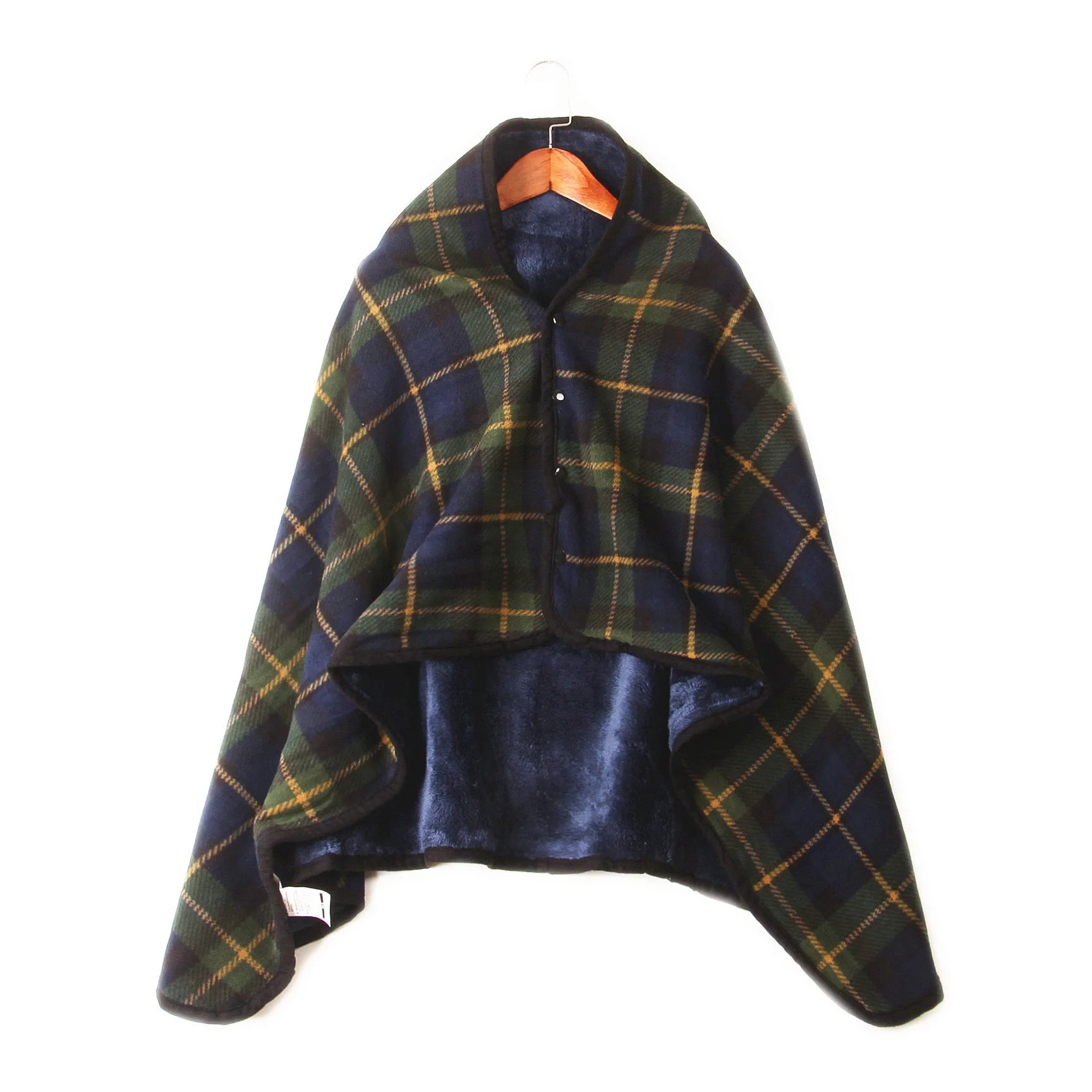 Multi-purpose flannel blanket button office cape blanket stock issue robe warm double layer blanket pattern for lady winter wear
