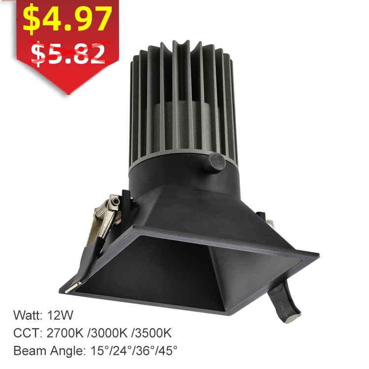 Factory Aluminum Fixture Aluminum IP20 10W 12W 14W COB Recessed LED Spotlight