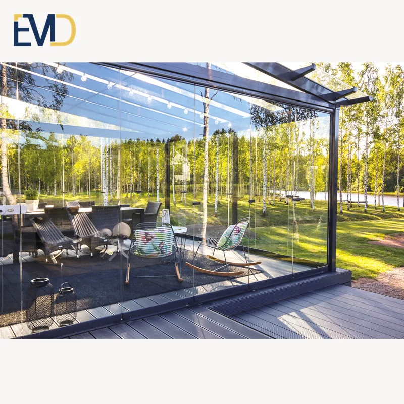 Popular style modern design villa backyard outdoor aluminum frame glass room sunroom