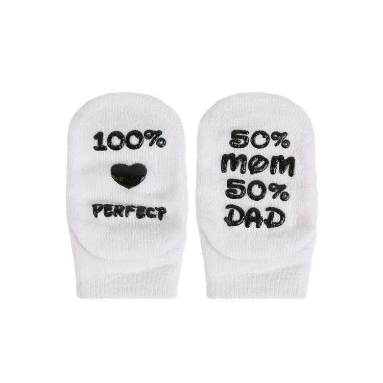 
Custom Funny text Low price cotton baby socks wholesale in box 