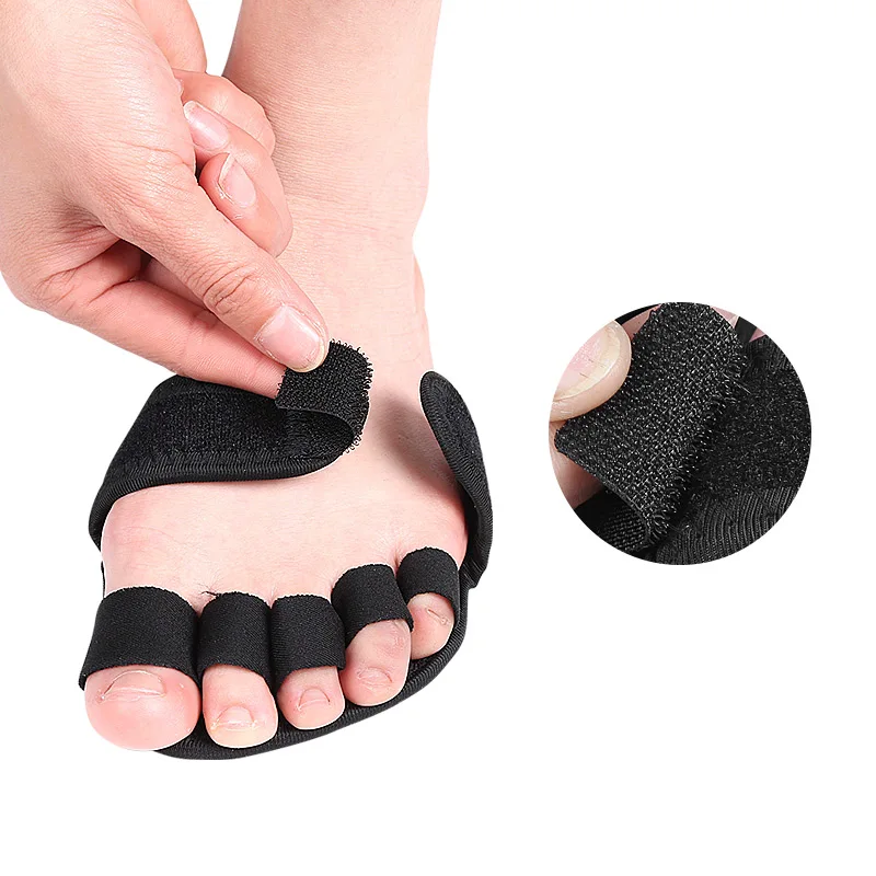 5-Toe Yoga Socks with Adjustable Belt Invisible Half Forefoot Pad Anti-slip Toeless Socks Women Metatarsal Pads