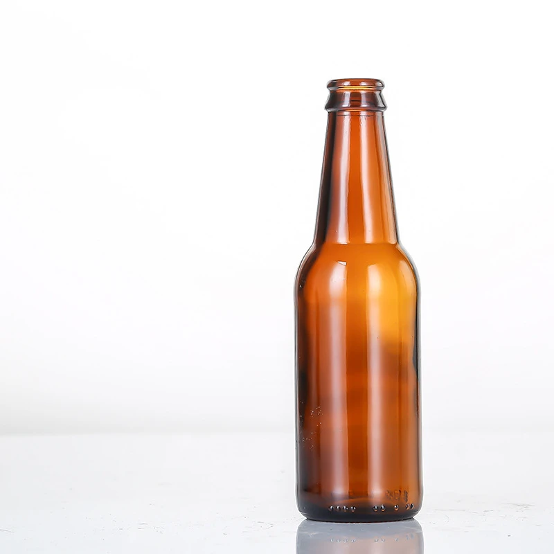 Manufacturer custom 300ml 330ml 11oz crown top amber beer glass beer bottles for brewery packaging with 28mm metal lid
