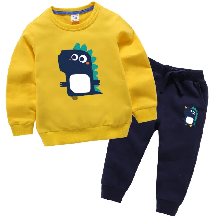 Оптовая продажа, новый дизайн, комплекты детской одежды для мальчиков, детские костюмы с принтом на заказ, комплект из двух предметов, осенняя одежда