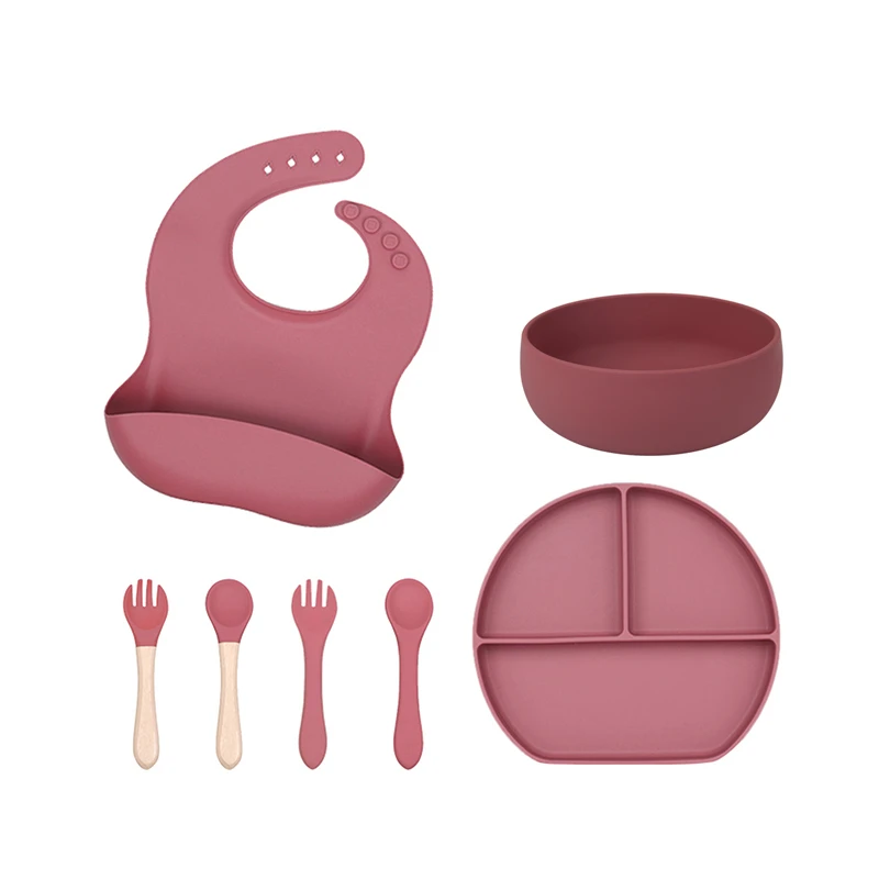 Cartoon Rice Bowl Gift Baby Feeding Eco Silicone Tableware Set Baby Bib Plate Custom Top Seller Supplies Silicone Tableware