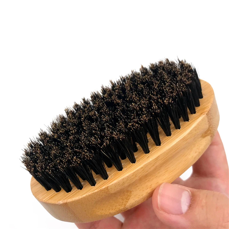 Nature oval bamboo 100% boar bristle hair beard brush