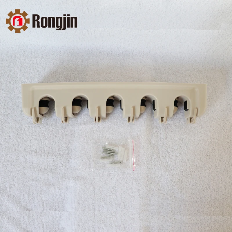 Factory Direct Selling PP Plastic Mop Broom Holder Wall Mounted 5 Slots 6 Hooks