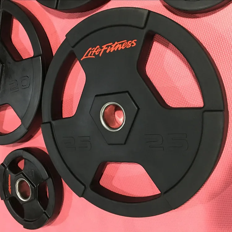 2024 new 5kg/10kg/15kg/20kg /25kg Cheap Gym three-hole sheet hand-grab sheet gym dedicated home PU barbell weight plates