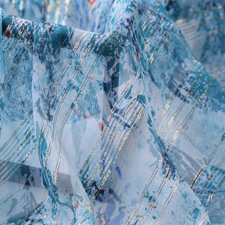 Оптовая продажа, новая модная шифоновая шелковая ткань с цифровой печатью