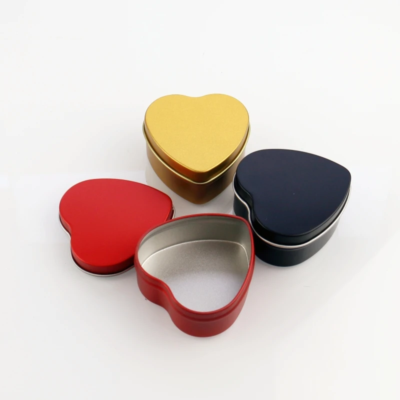 Wholesale Sweet Heart Candy Chocolate Can For Wedding Supplies Tin Box Container 60*59*27mm Heart Shape Tinplate Box
