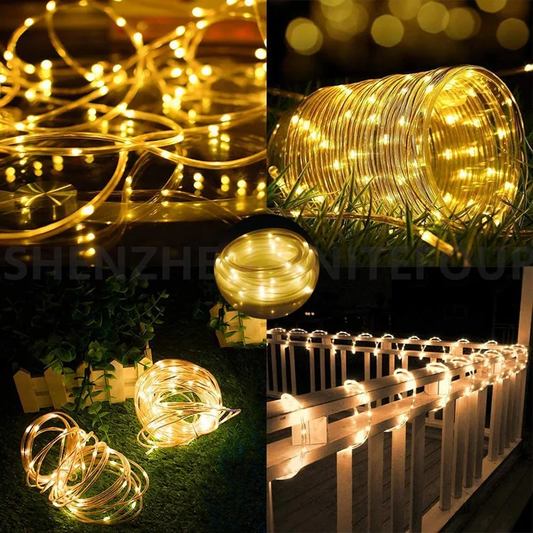 Solar Rope 8 Modes Outdoor Waterproof LED 110FT Solar Powered Tube Lights for For Garden Fence Yard Christmas Decoration