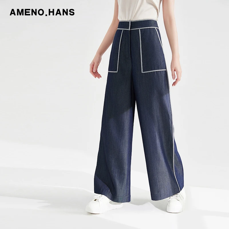 Wholesale Jeans Made In China Blue High Waist Loose Wide-legged Jeans Pants For Women