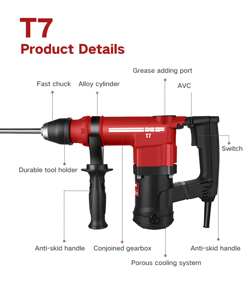 
Electric Demolition Jackhammer with Point, Flat 