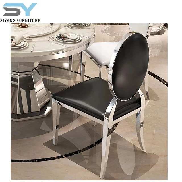 India luxury wholesale stainless steel round marble dining table set for glass dining table set
