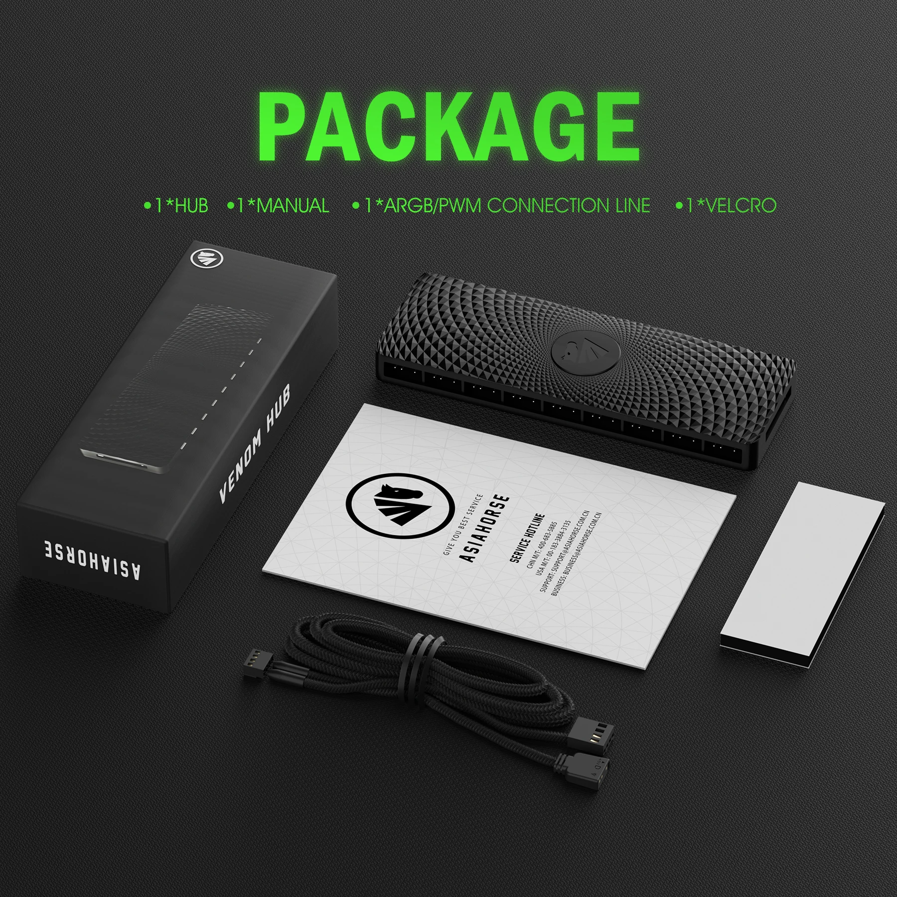 Manufacturer Small MOQ Multifunctional Asiahorse DIY VE-HUB  ARGB PWM 2Pin 3Pin 6Pin AURA SATA  Hub For Chassis wire management