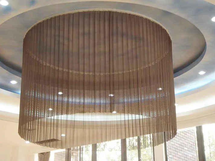 Customized bronze/gold aluminum Chain Link Mesh for Hotel ceiling decorative curtain