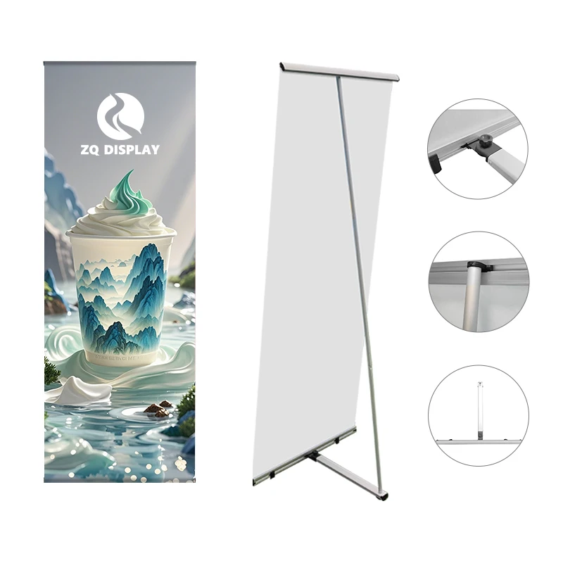 Customized L-Shaped Banner Stand for Advertising Easy Assembly Roll up Displays with Excellent Print Quality