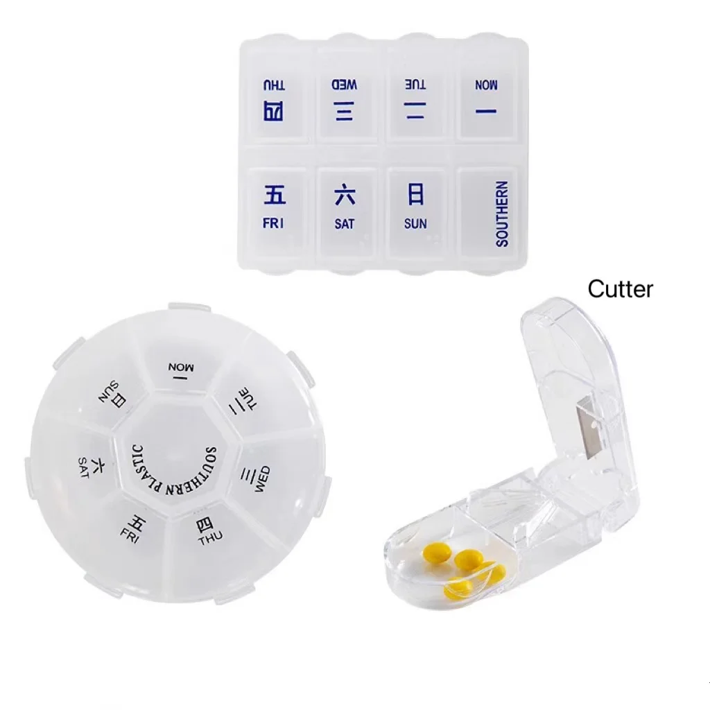 Portable Plastic Seven-Day Pill Box Travel Independent Pill Storage Box