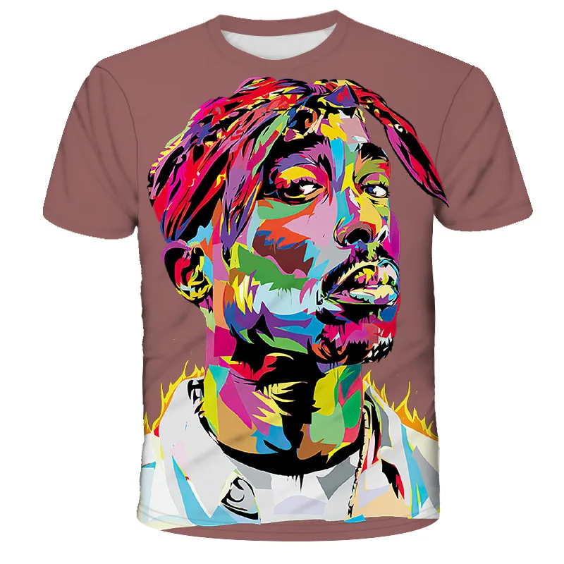 2pac 3d Print T Shirt For Men Women Summer Casual Hip Hop T-shirt  Streetwear Plus Size T Shirts