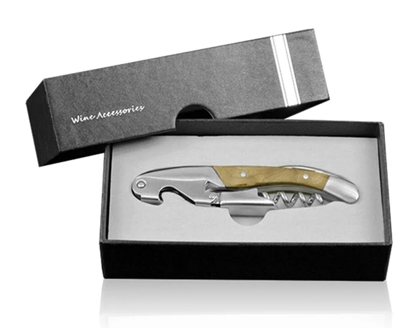 Professional Stainless Steel Corkscrew Rosewood Wooden Handle Waiters Corkscrew for Bartenders Gift Set