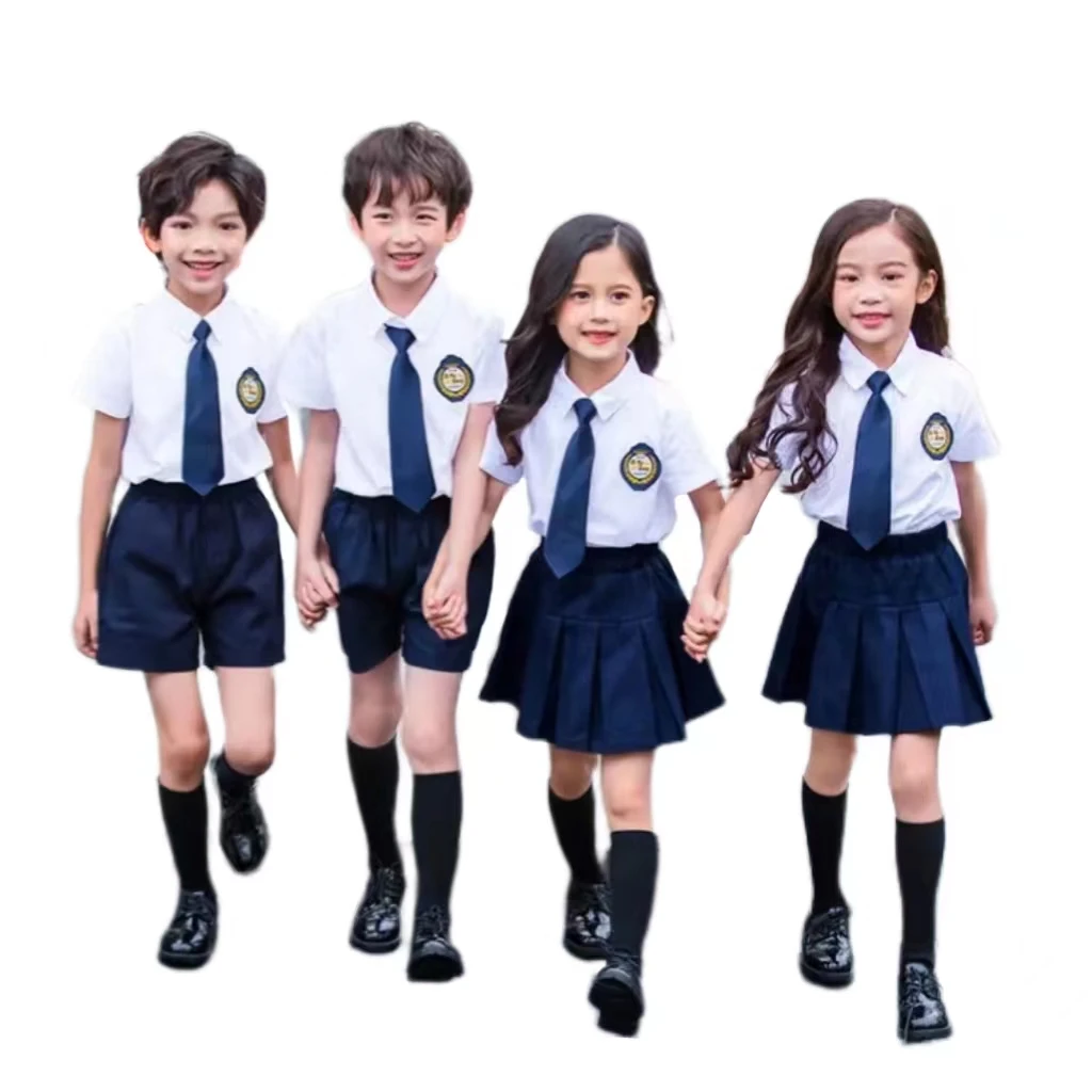 2023 Hot Sale Short-Sleeved Shirt School Uniform Sets For Kids School Uniforms Wholesale