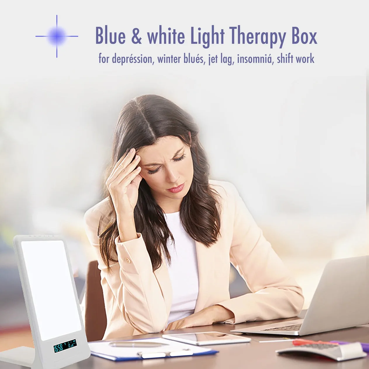 Foldable Sad Lamp Light Therapy Lamp With Sunrise Simulation Helps with Jet Lag & Shift Work Sleep Disorder