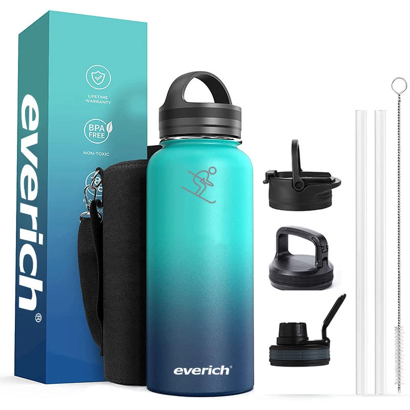 Modern Design 18oz BPA Free 18 8 Stainless Steel Water Bottle Insulated Drinking Bottles Metal With Finger Ring