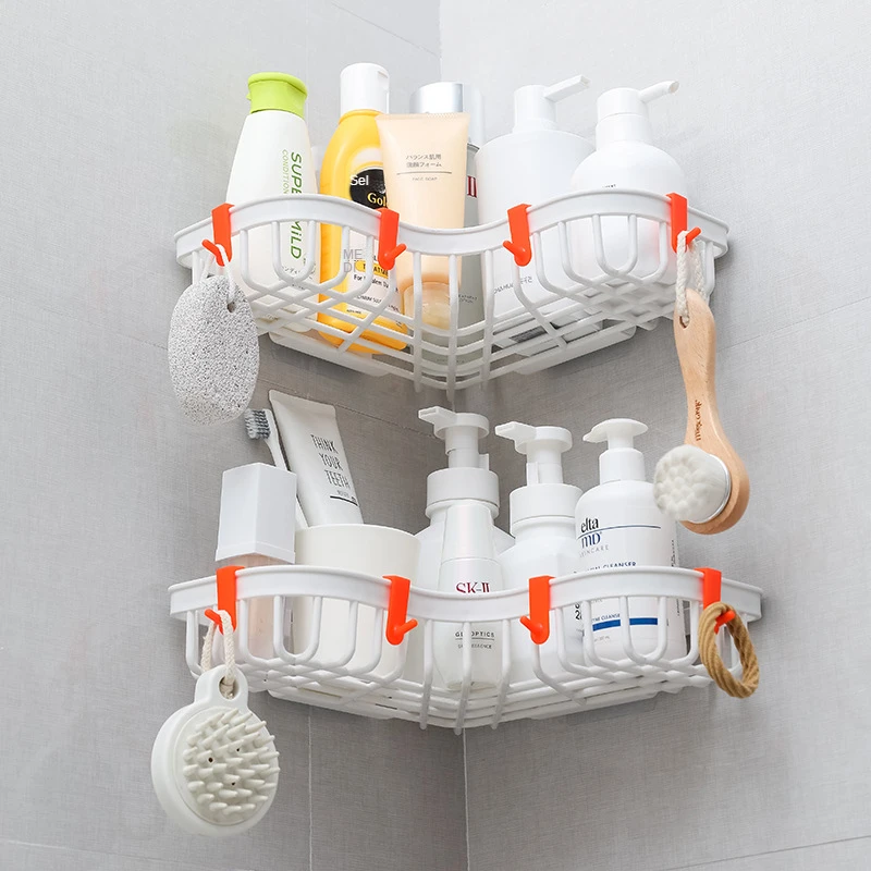 Угловой стеллаж для хранения для кухни и ванной комнаты, настенный подвесной полый угловой стеллаж для хранения, полка для приправ и туалетных принадлежностей