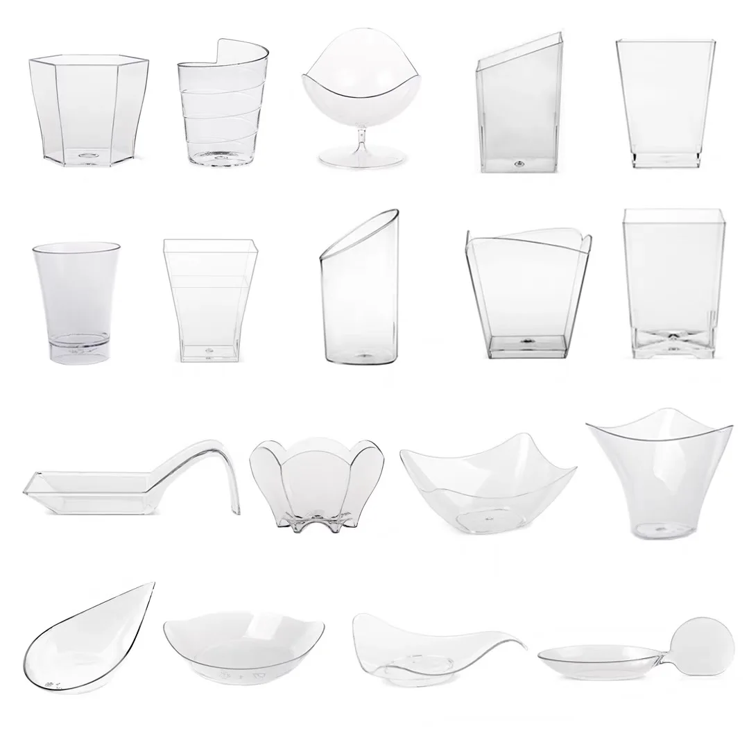 Mini Parfait Cups Clear Reusable Mini Plastic Dessert Cups Square Tasting Bowl Appetizers Puddings Cups with Lid