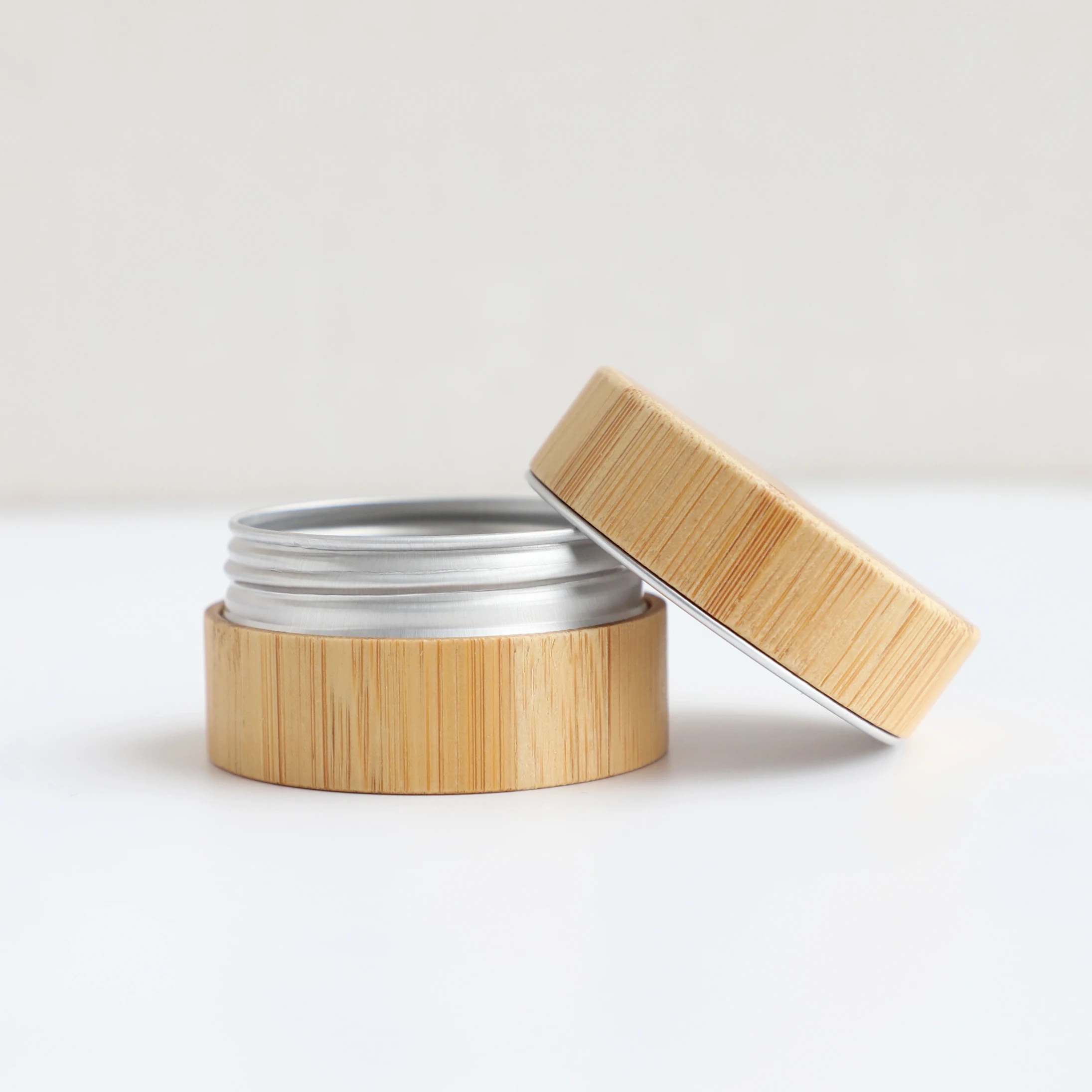 Natural Skincare Packaging 5g 15g 20g 30g 50g 100g Eco Friendly Aluminum Bamboo Jar Covered Bamboo Lid