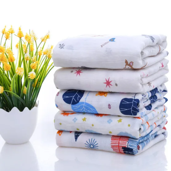 Custom printed newborn 100% bamboo blankets set baby muslin wrap