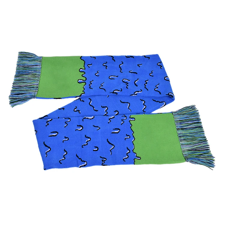 Oem Customized Print Winter Sport Team Football Fan Scarves Acrylic Soccer Club Jacquard Knitted Scarf