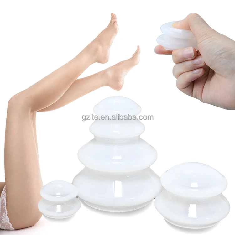 Amazon silicone Suction Bulb silicone Cupping Set 4pcs Anti cellulite vacuum Massage body facial massage rejuva cup