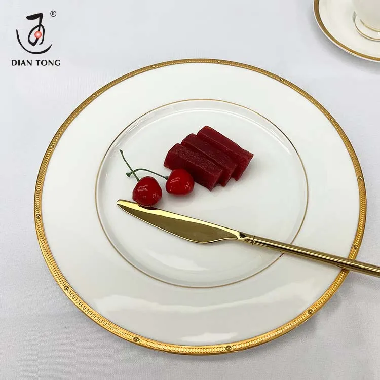 High Quality Luxury Modern Fruit Decor Catering Restaurant Custom Logo Ceramic Plate Set Dinnerware Dinner Plates For Wedding
