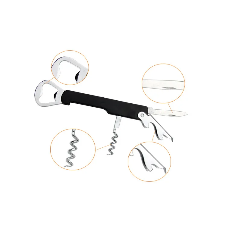 China Manufacturer custom   multifunctional wine and beer bottle opener with corkscrew Stainless steel ABS bottle opener tool