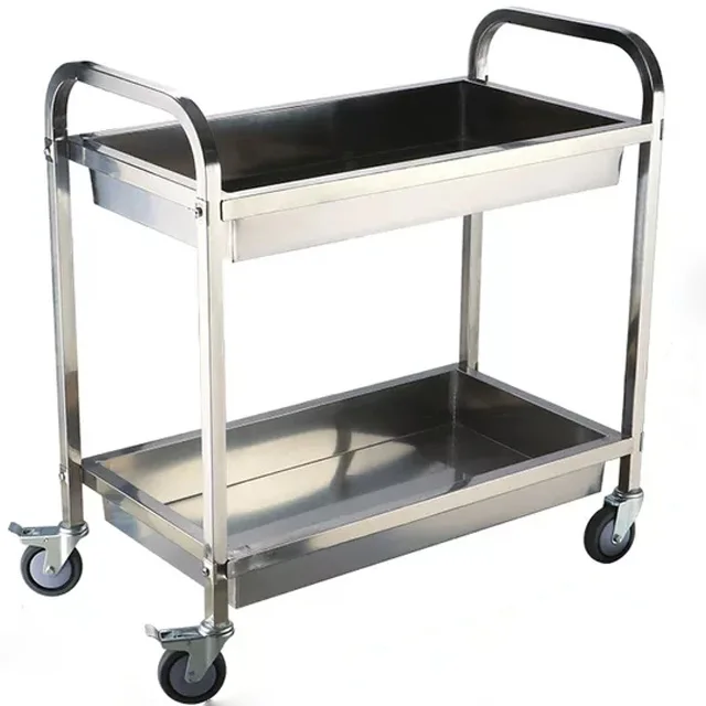 OEM Xiangying NSF Approval 2 layer Stainless Steel Utility Cart food beverage serving Carts Trolley for commercial kitchen
