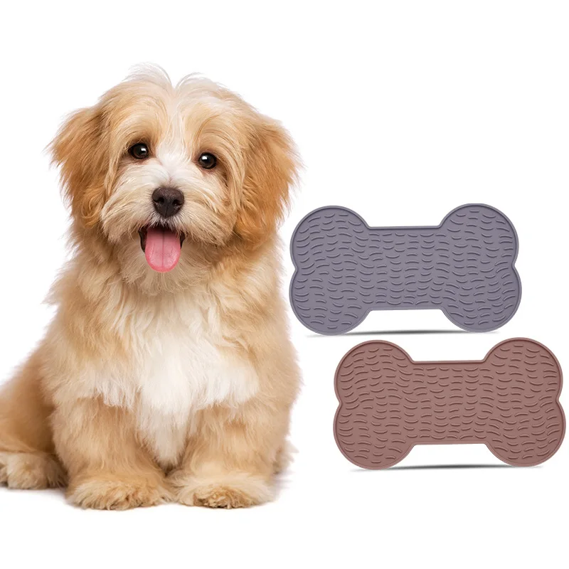 Bone Shape Dog Silicone Lick Mat Non-slip Pet Slow Feeding Food Bowl Dogs Puppy Cat Treat Feed Dispenser