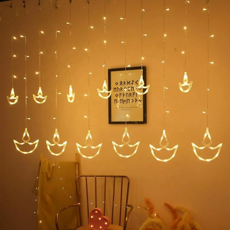 Индийское украшение diwali, 138 светодиодов, лодка diwali, вспышка, свеча, якорь, занавески, освещение для дома, спальни, праздничное освещение