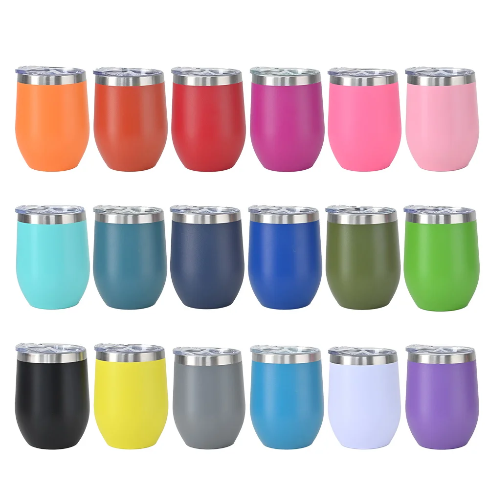 Custom Double Wall Vacuum Insulated thermal cups glass 12oz 350ml unique vacuum insulated stainless steel wine tumbler with lid