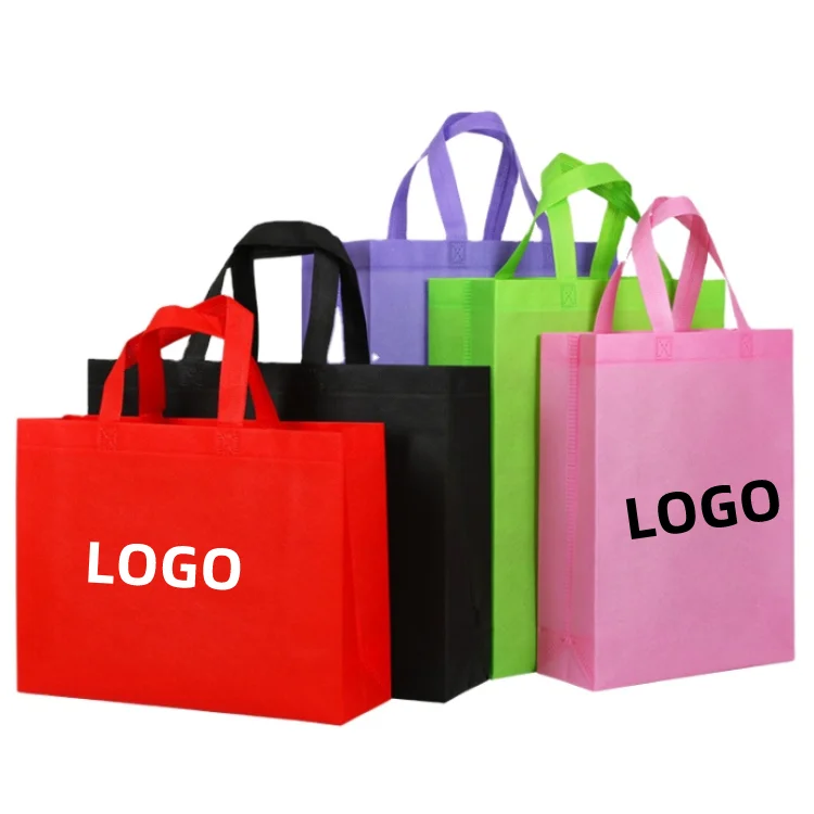 Custom logo color size pp non woven printing pink luxury boutique reusable gift tote nonwoven shopping bag