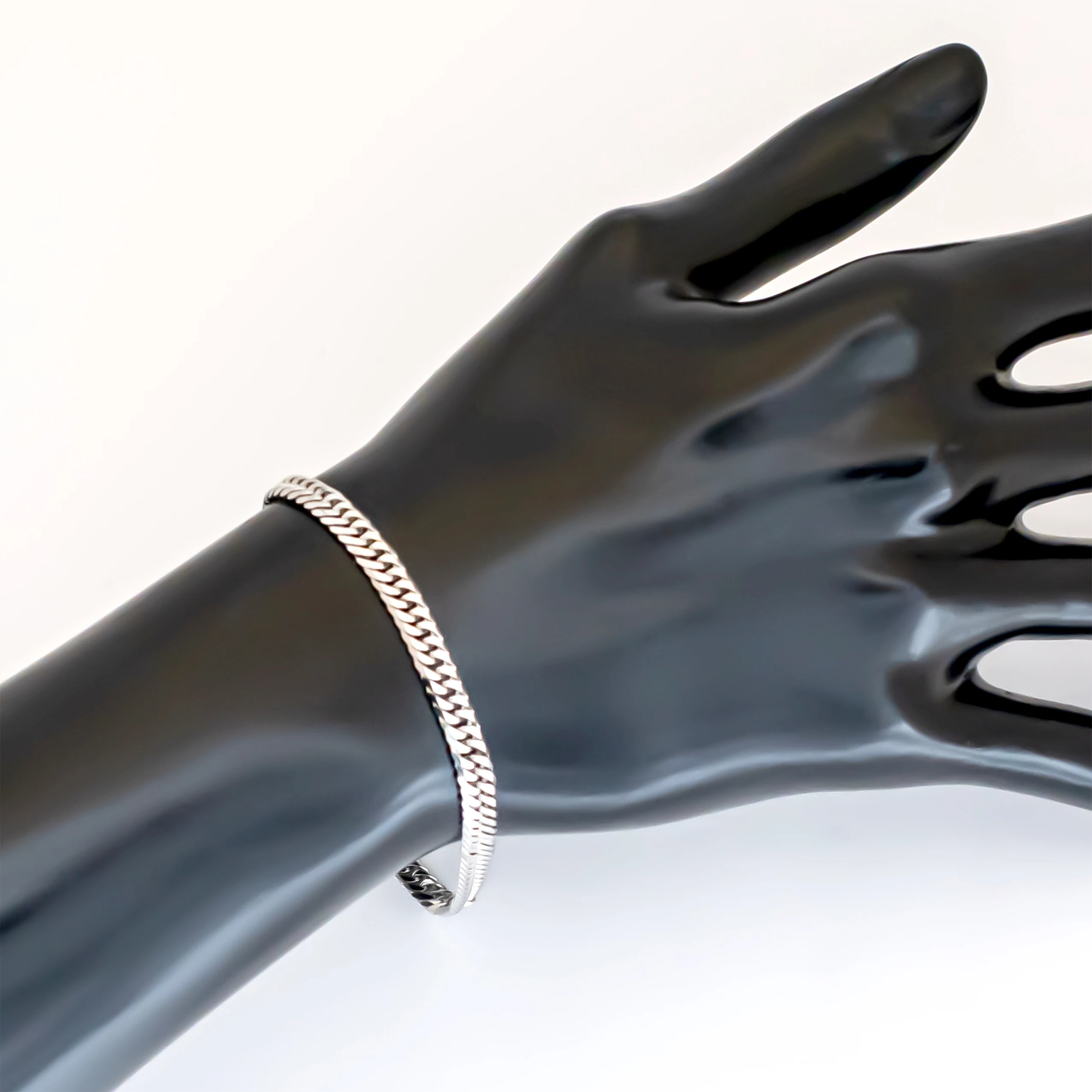 
Pt850 6 sides cut double curb chain women fine platinum chain jewelry 