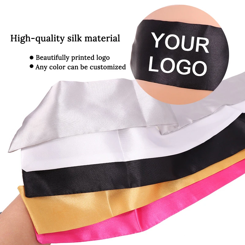 Wholesale Custom Logo Hairband Silk Hair Wrap Satin Head Wrap Extension Wigs Frontal Silk Edge Wraps