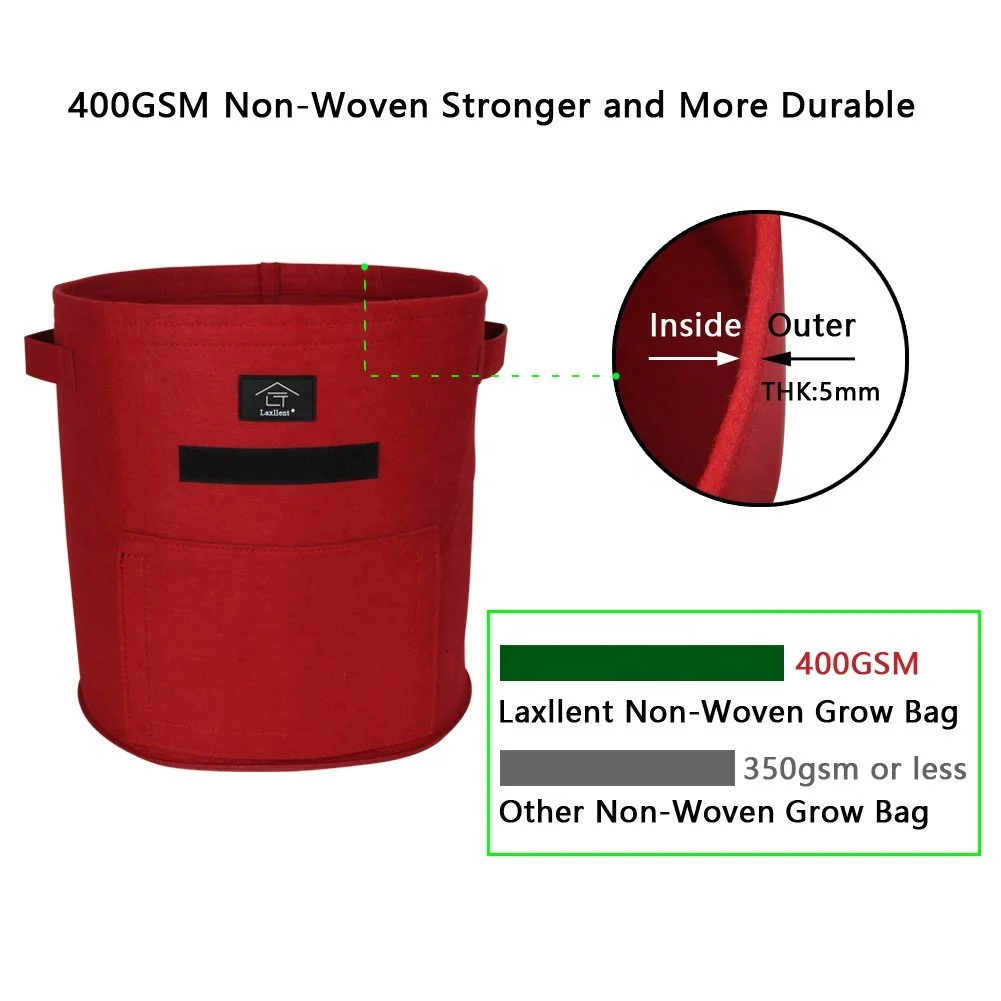 9 Gallon Growing Bag Fabric Pot High-Quality Felt Soft Garden Pot Potato Plant Bag with Flap Window