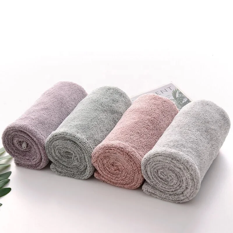 solid color absorbent dry hair towel with microfiber hair towel wrap for women