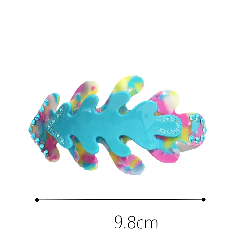 western designer bright color hair clips new 2023 coral rhinestone large barrettes for thick hair custom design acetate hairclip