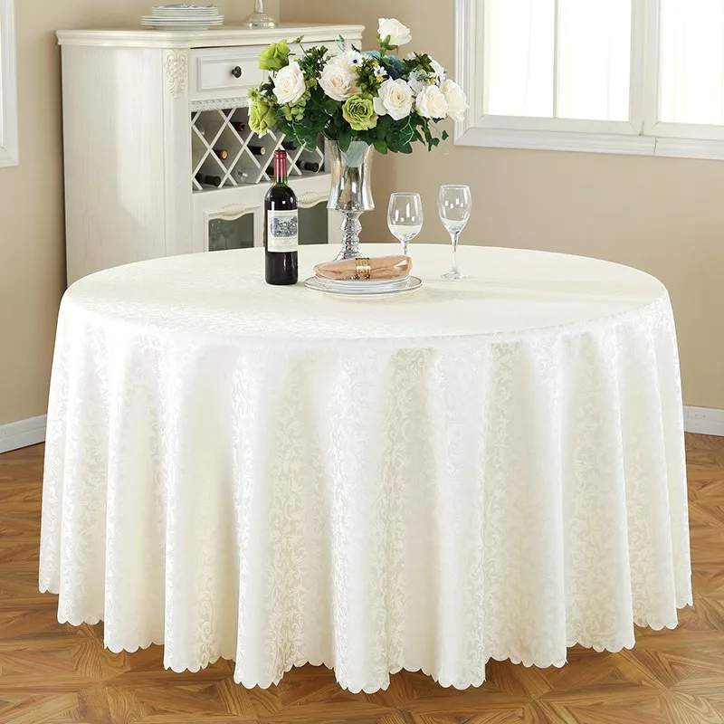 White Round Polyester Wedding Events Party Banquet Table Decoration Restaurant Tablecloth Wedding Cheap Round Tablecloth