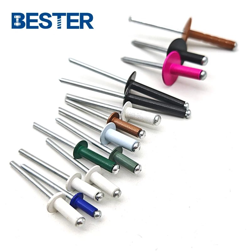 China manufacturer blind rivet pop rivet DIN7337 open ended dome head color painted aluminum blind rivet with good price
