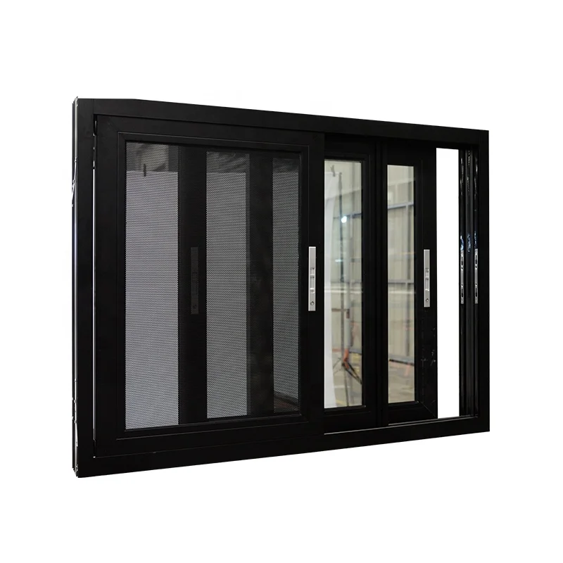 Hihaus manufacturer black double glazed insulated sliding aluminum windows